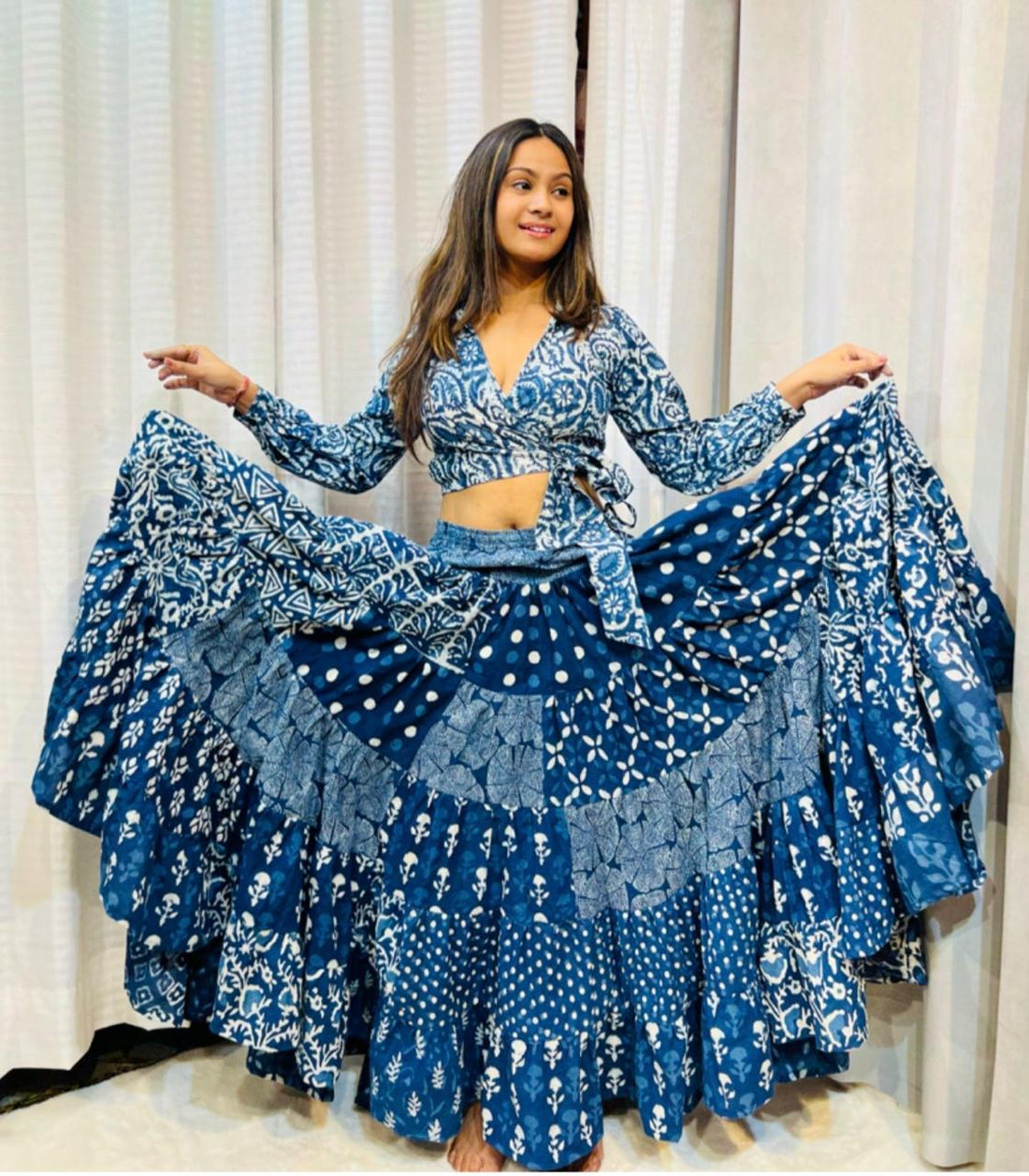 INDIGO Voluminous Patchwork Skirt